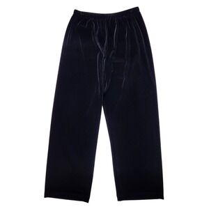 Tsunami Velvet Wide Leg Pants Women's L Black Elastic Waist Pull On‎ Comfort